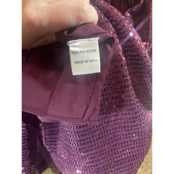 Ivy City Co Clara Dress Plum Sequins Fit Flare Puff Sleeve Holiday XXL  NWT - Picture 5 of 14